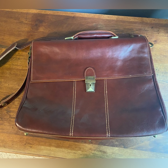 Floto Brown Italian Leather Briefcase - Picture 2 of 7